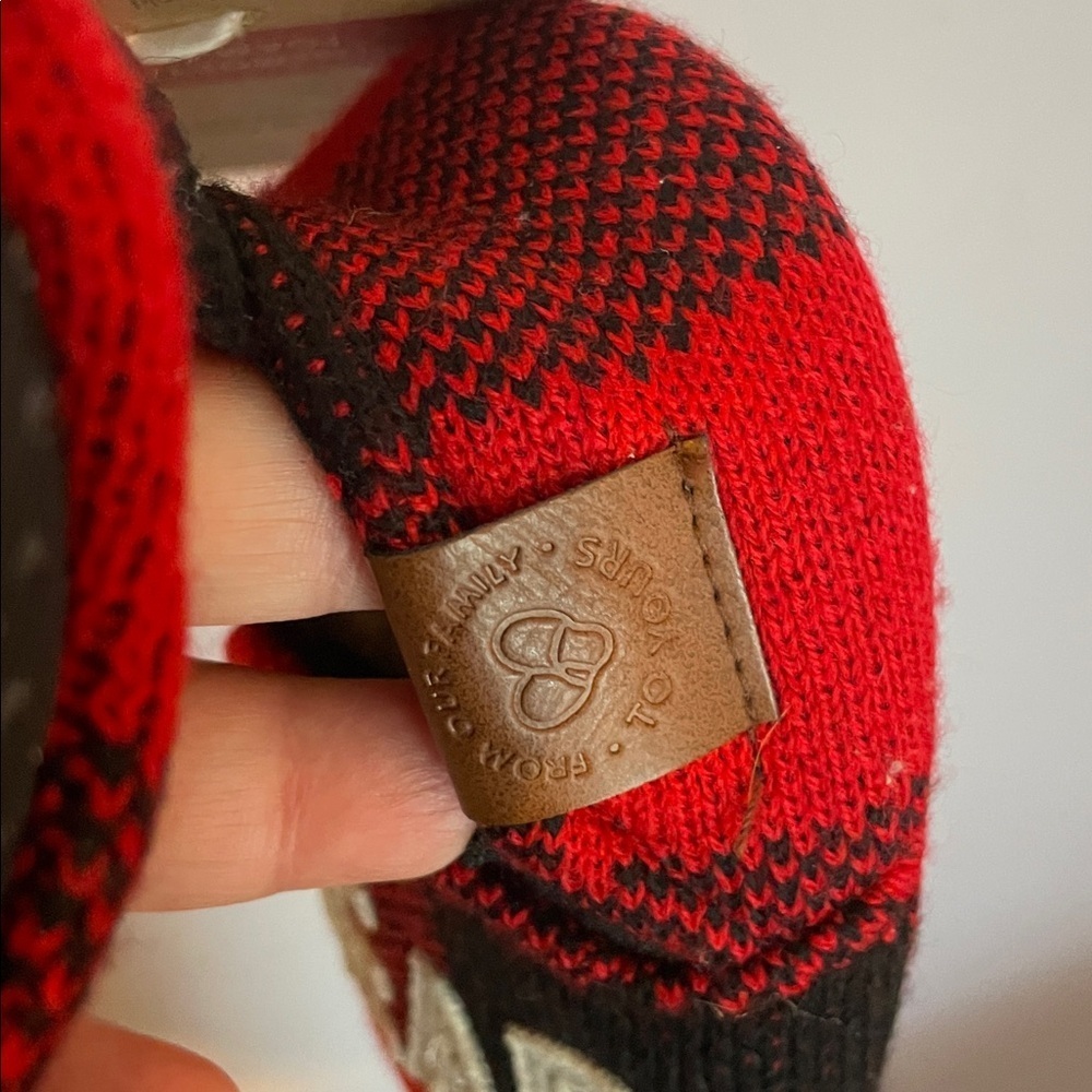 Dearfoams Memory Foam Red Black Buffalo Check Baby Bear Limited Edition Slippers - Picture 9 of 16